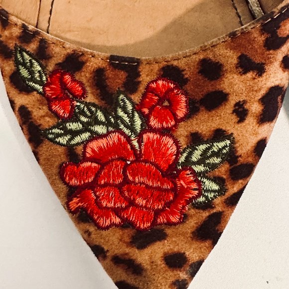 RePort Sycamore Flats Animal Print Floral Embroidered Pointed Toe Womens Size 10 - Picture 5 of 8